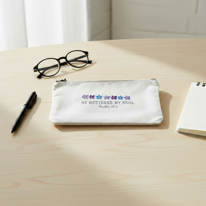 Embroidered Canvas Pouches