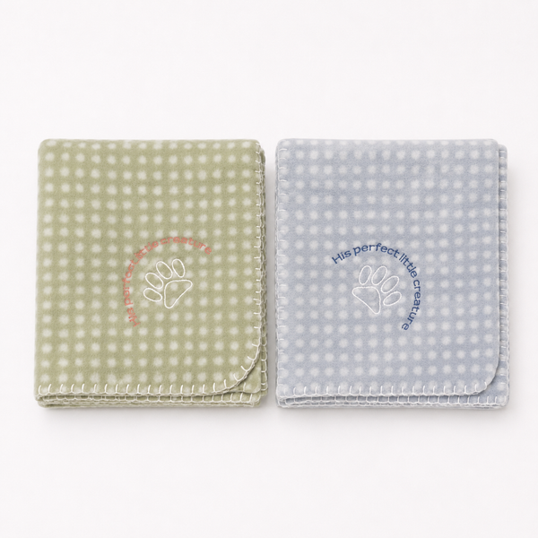 Perfect Little Creature - Embroidered Pet Blanket - Small -  Blue/Sage