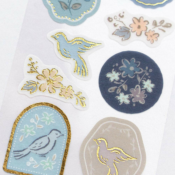Stickers, NB Co, Japan, Elegant, Blue Bird, A bird's call, A bird's voice, gold foil, Utatane