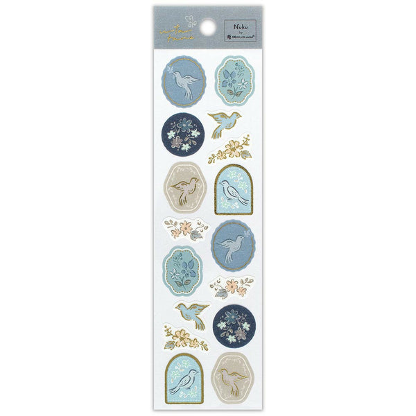 Stickers, NB Co, Japan, Elegant, Blue Bird, A bird's call, A bird's voice, gold foil, Utatane