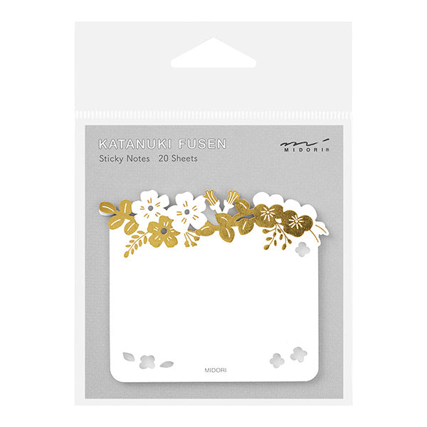 Katanuki Fusen sticky notes packaging with floral design on a white background