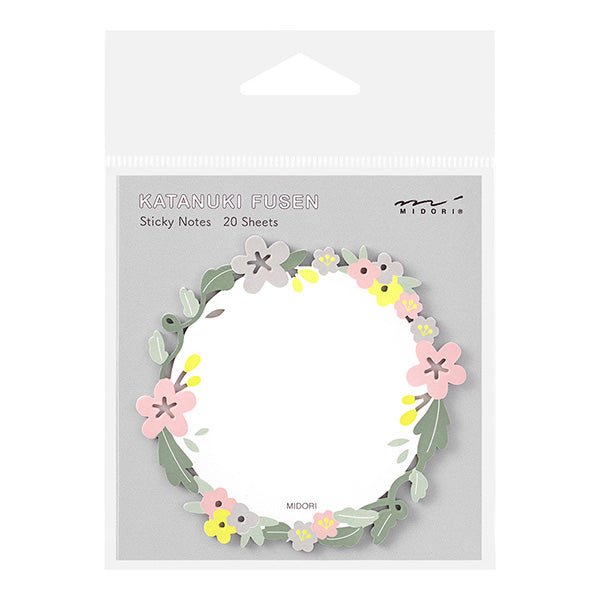 Floral sticky notes packaging with Katanuki Fusen branding on a white background