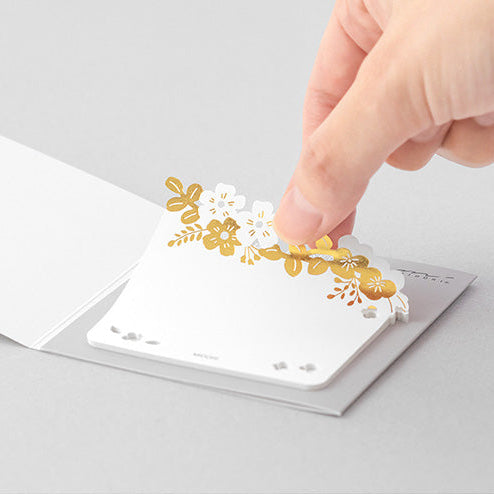 Gold Flowers - Die-Cut Sticky Notes