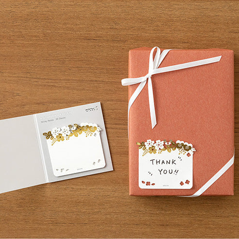 Gold Flowers - Die-Cut Sticky Notes