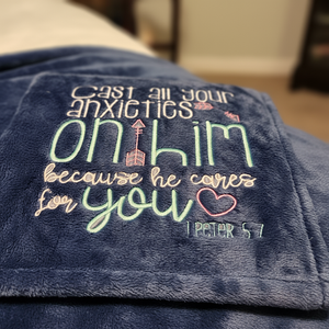'He cares' Plush Blanket
