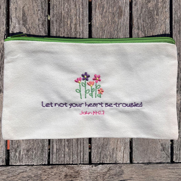 'Let not your heart' Canvas Pouch