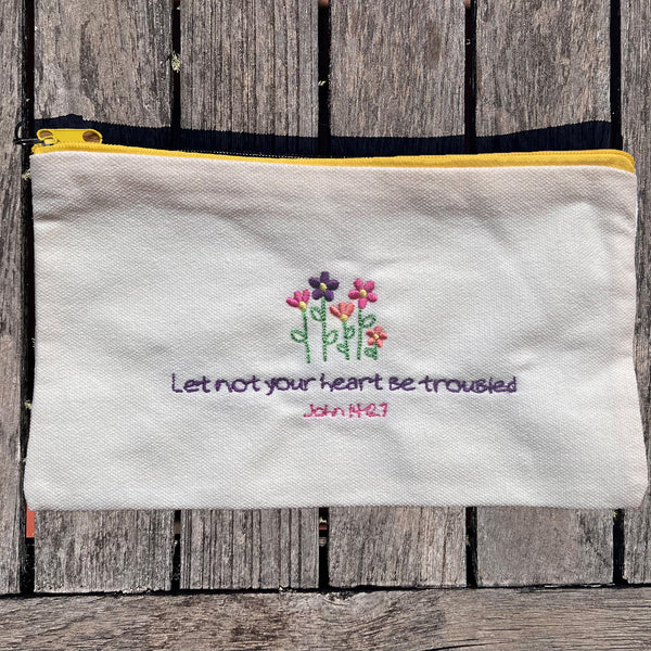 'Let not your heart' Canvas Pouch