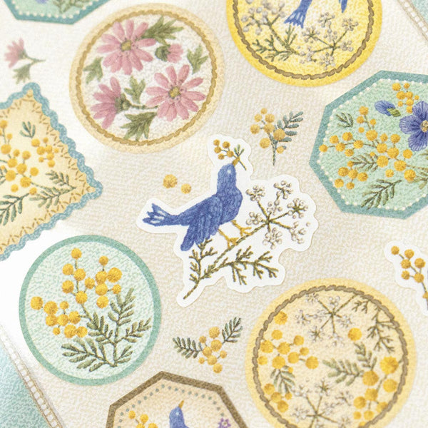 Fleurs et Chance Blue Bird "Merci" Stickers by NB Co. Japan