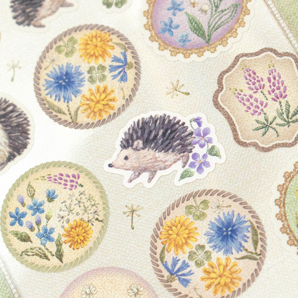 Fleurs et Chance Hedgehog "Plaisir" Stickers by NB Co. Japan