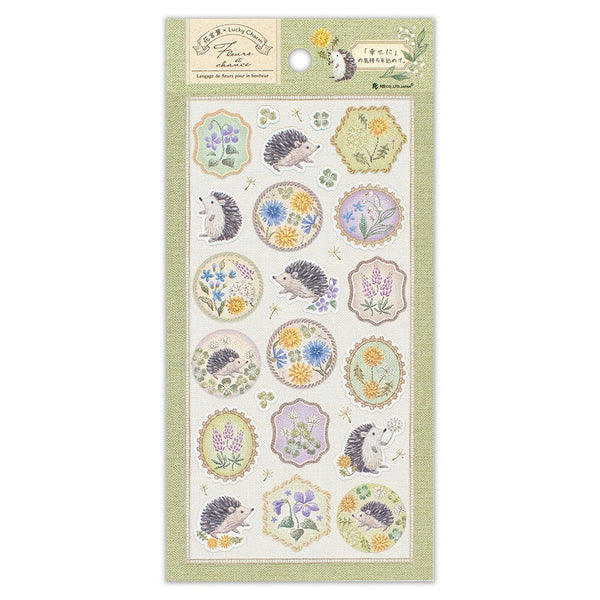 Fleurs et Chance Hedgehog "Plaisir" Stickers by NB Co. Japan