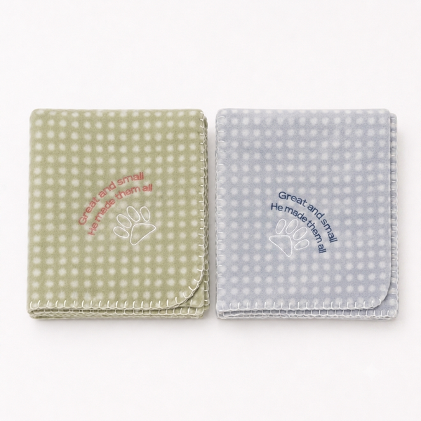 Great and Small - Embroidered Pet Blanket - Small - Blue/Sage
