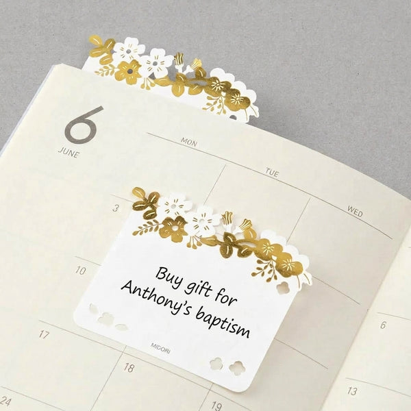 Gold Flowers - Die-Cut Sticky Notes