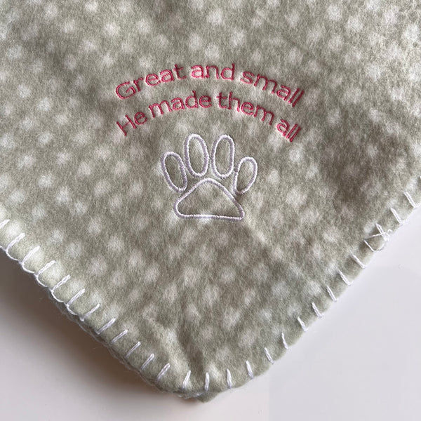 Great and Small - Embroidered Pet Blanket - Blue/Sage