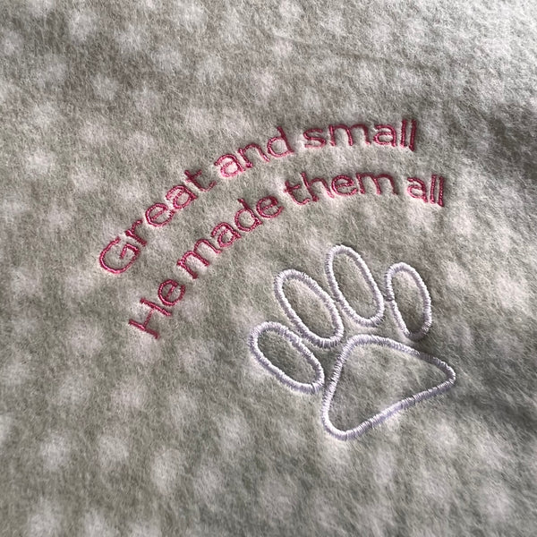Great and Small - Embroidered Pet Blanket - Blue/Sage