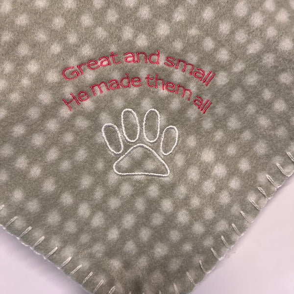Great and Small - Embroidered Pet Blanket - Small - Blue/Sage