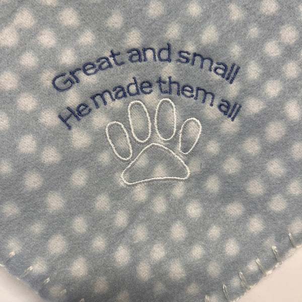 Great and Small - Embroidered Pet Blanket - Small - Blue/Sage
