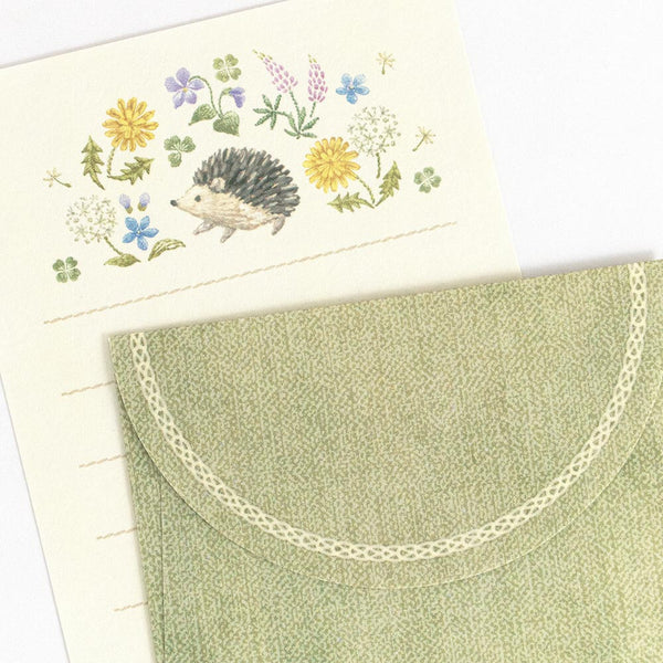 Fleurs et Chance Hedgehog "Plaisir" Mini Letter Set by NB Co. Japan