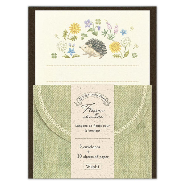 Fleurs et Chance Hedgehog "Plaisir" Mini Letter Set by NB Co. Japan