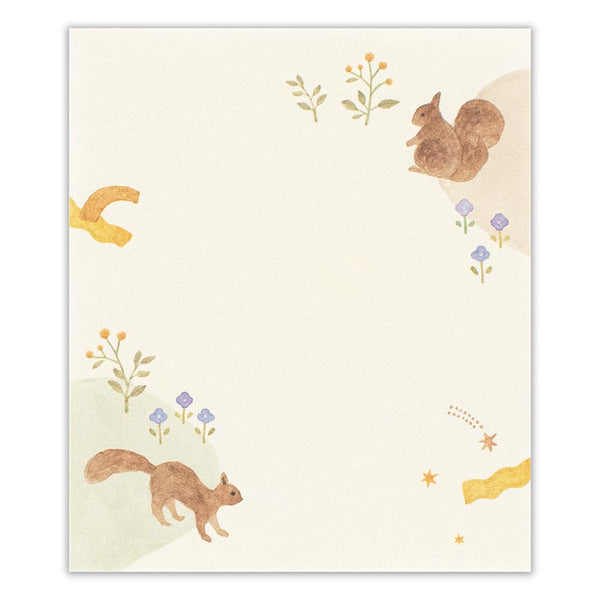 Awairo Hoshino-Oka Squirrel &amp; Fox Memo Pad by NB Co. Japan