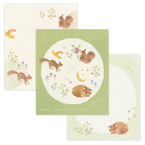 Awairo Hoshino-Oka Squirrel Fox Memo Pad by NB Co. Japan