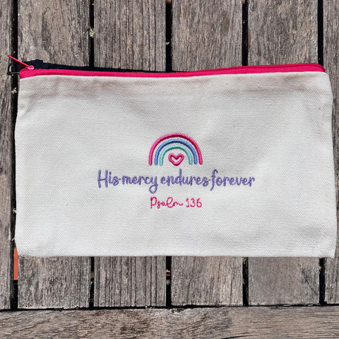 'His mercy endures forever' Canvas Pouch