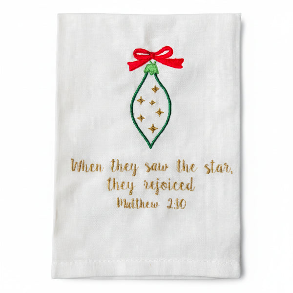 Christmas embroidered napkin bible verse