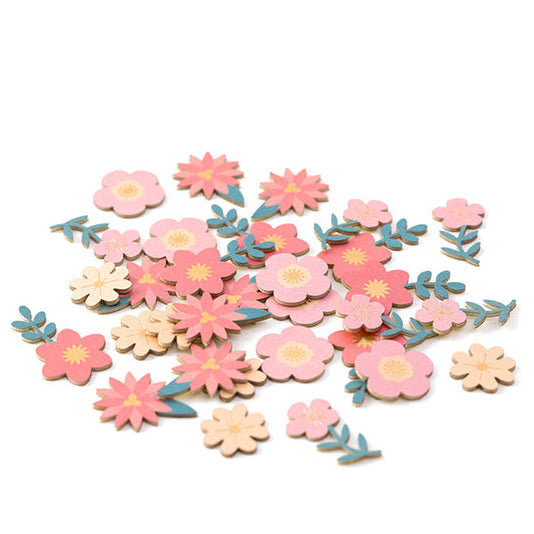Pink Florals Flake Stickers - Paper Craft Museum by Midori