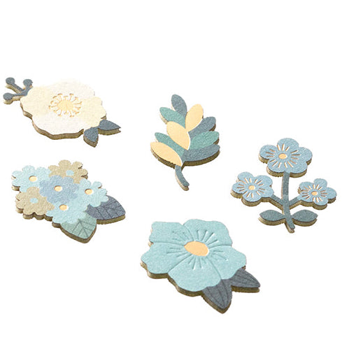 Blue Florals Flake Stickers - Paper Craft Museum by Midori