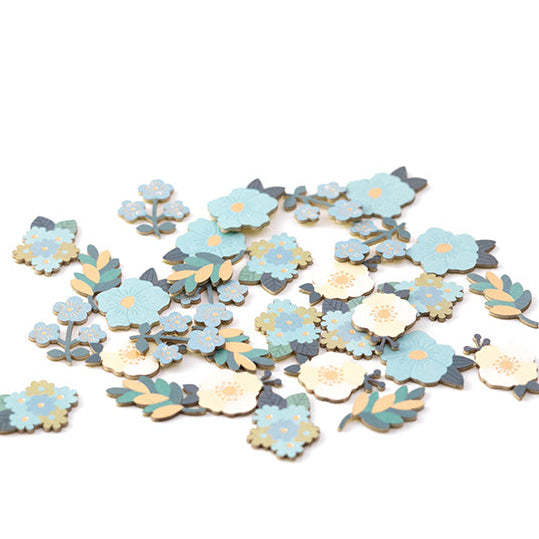 Blue Florals Flake Stickers - Paper Craft Museum by Midori