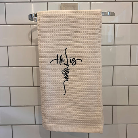 'He is Risen' Tea Towel - Beige