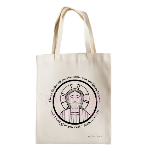 Tote Bag with Icon of Christ and a bible verse