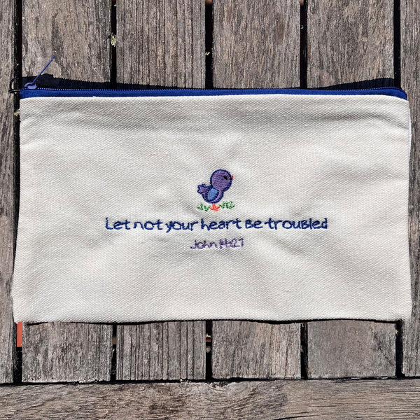 'Let not your heart' Canvas Pouch