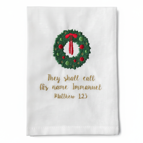 Christmas embroidered napkin bible verse