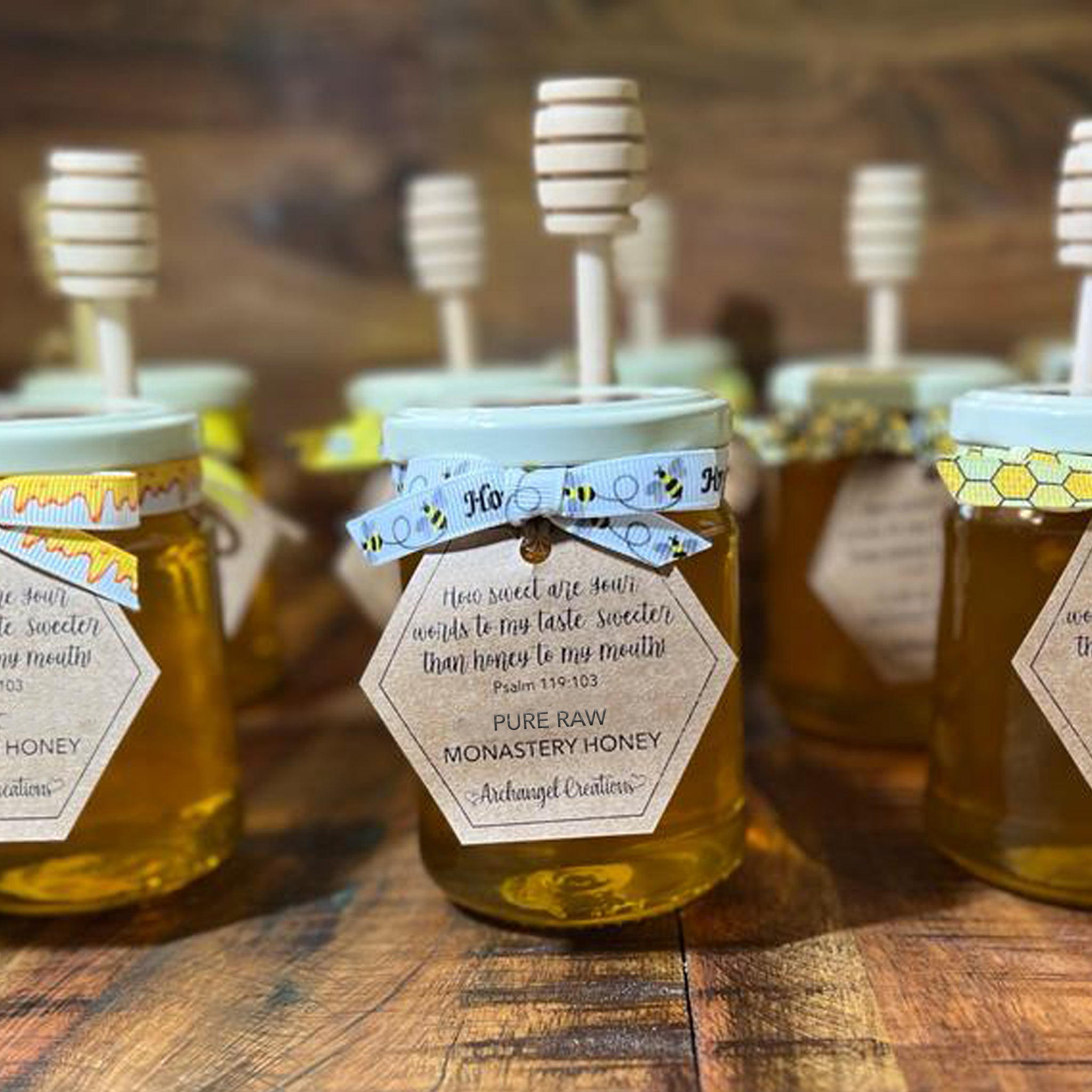 Golden pure raw monastery honey archangel creations