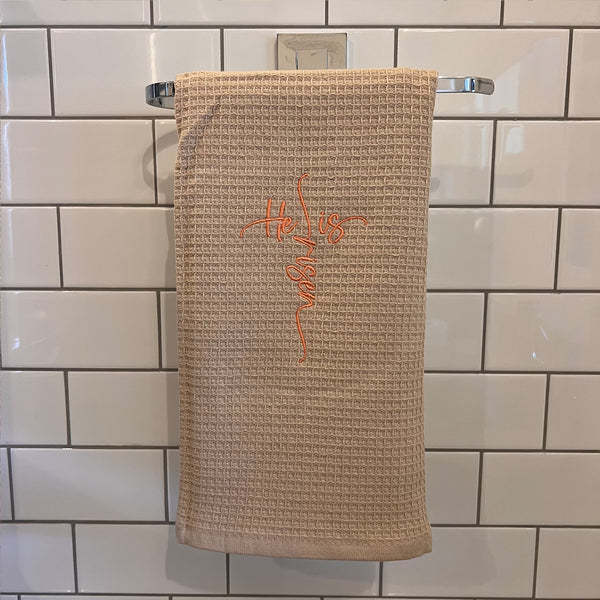 'He is Risen' Tea Towel - Stone