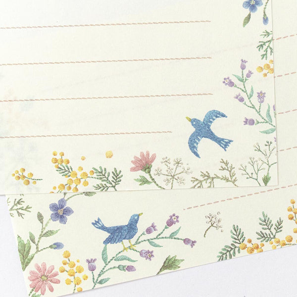 Fleurs et Chance Blue Bird "Merci" Writing Paper Set by NB Co. Japan