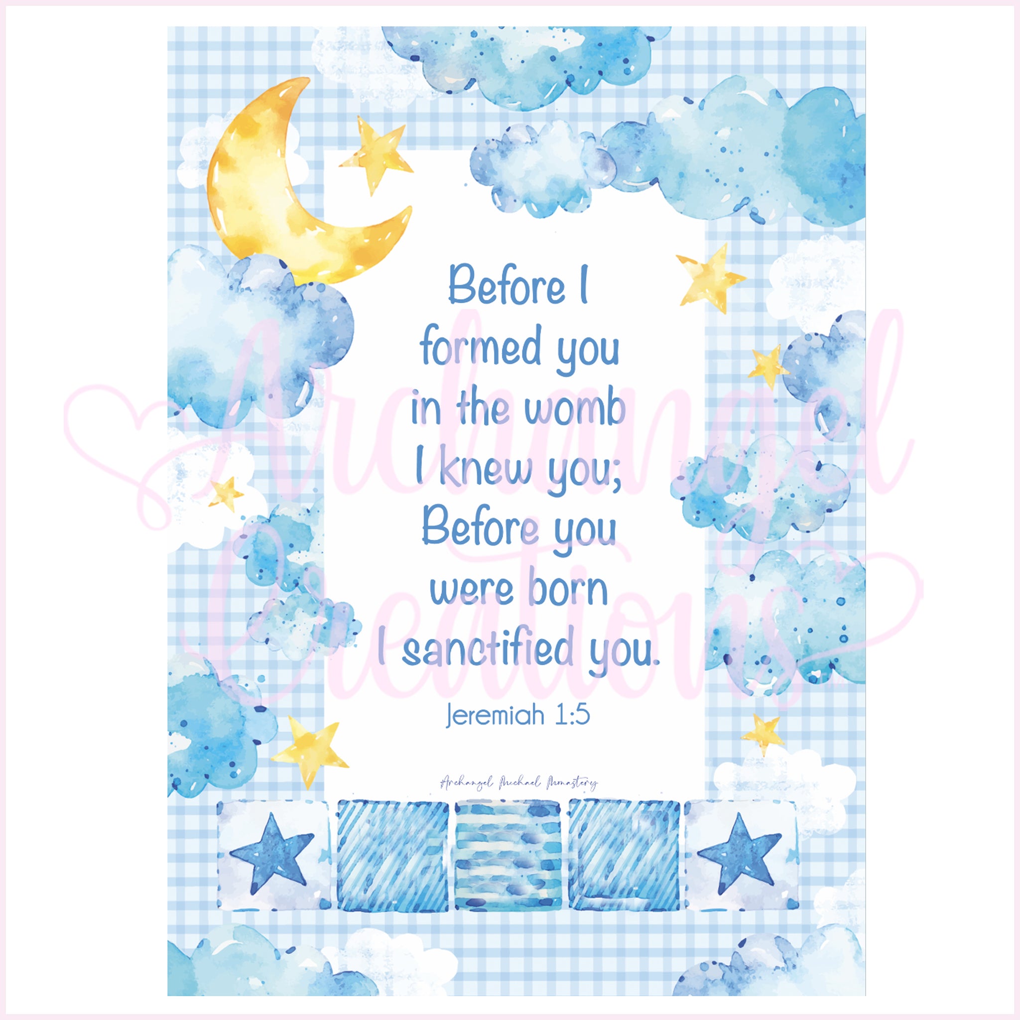 Jeremiah Before I formed you in the womb i knew you blue baby nursery print