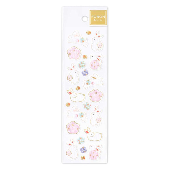 Rabbits Flowers Stickers by NB Co. Japan