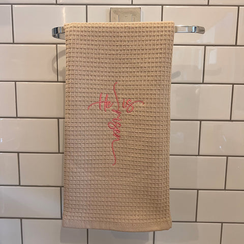 'He is Risen' Tea Towel - Stone