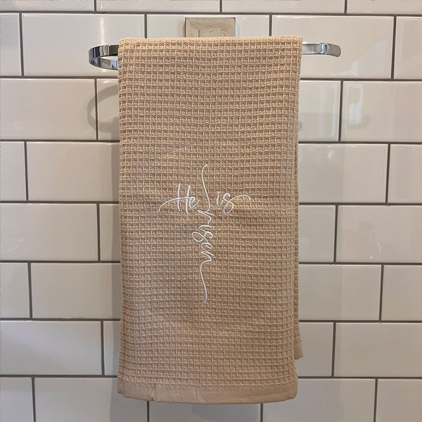 'He is Risen' Tea Towel - Stone