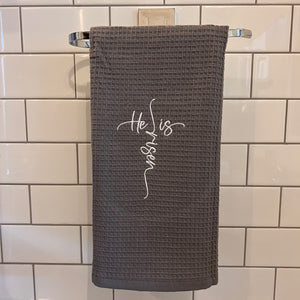 'He is Risen' Tea Towel - Charcoal