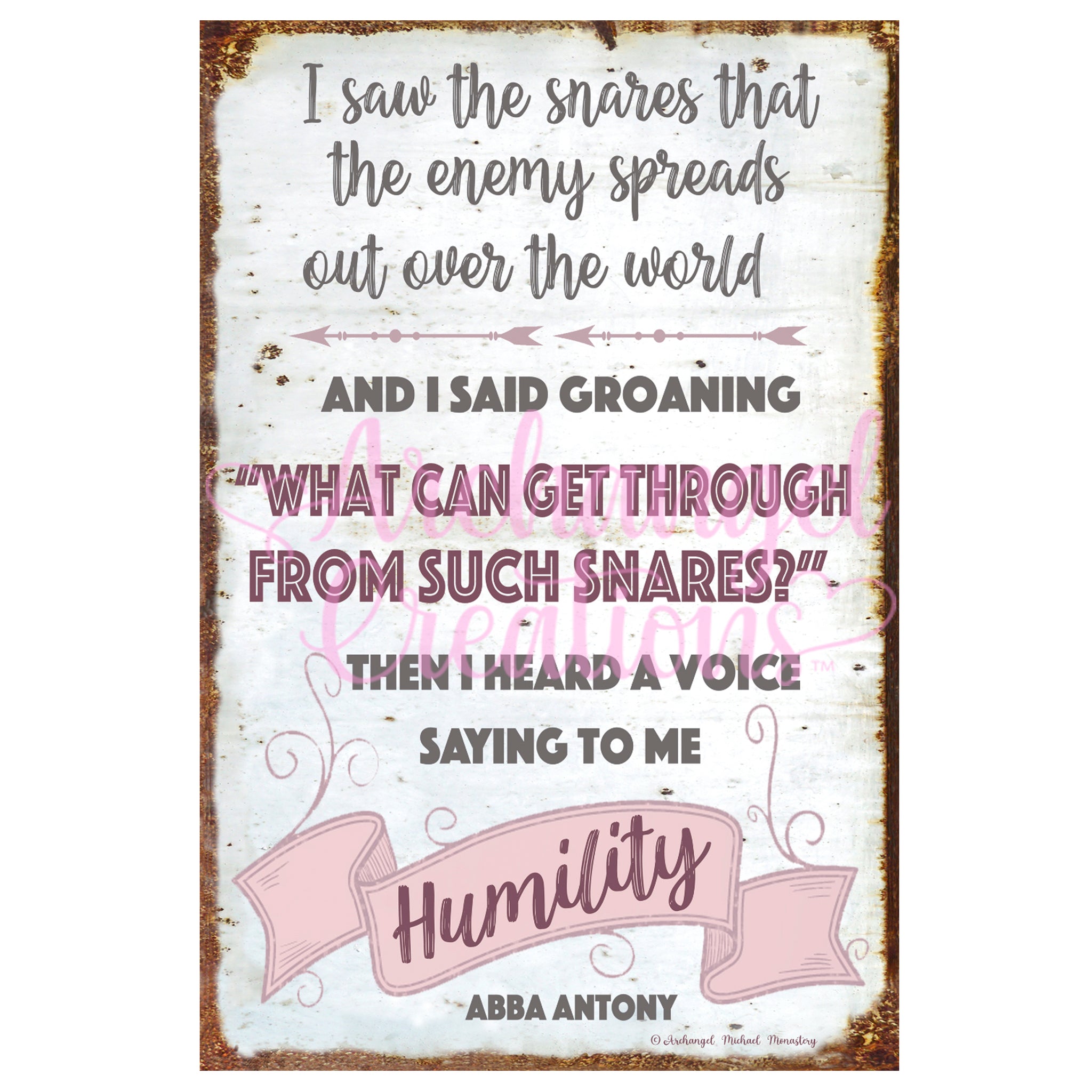 humility abba antony tin sign