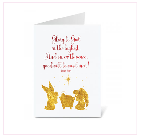 'Glory to God' Luke 2:14 Christmas Foil Greeting Card