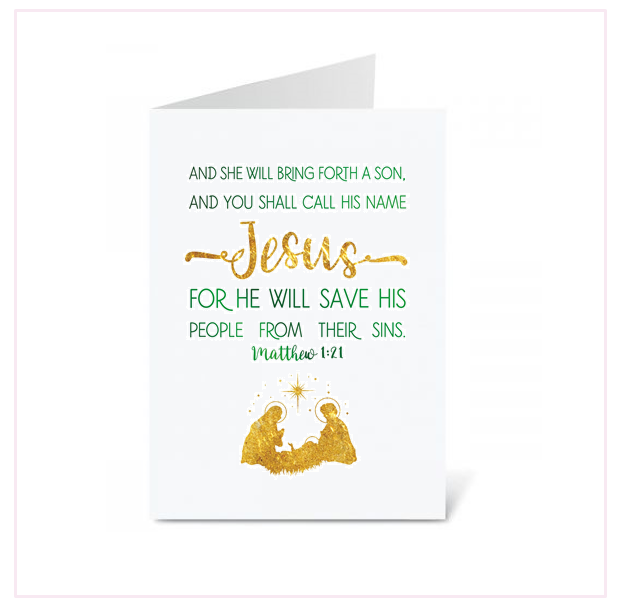 'Jesus' Matthew 1:21 Christmas Foil Greeting Card