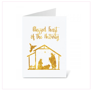 'Blessed Feast of the Nativity' Christmas Foil Greeting Card
