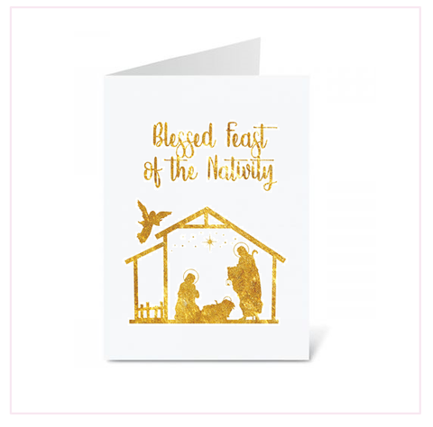 'Blessed Feast of the Nativity' Christmas Foil Greeting Card